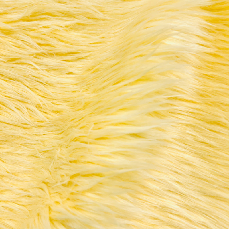 Eden PALE YELLOW Shaggy Long Pile Soft Faux Fur Fabric for Fursuit, Cosplay Costume, Photo Prop, Trim, Throw Pillow, Crafts