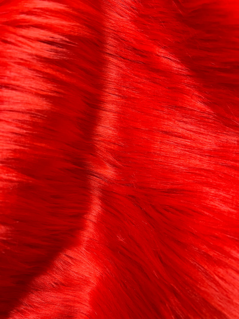 Eden RED Shaggy Long Pile Soft Faux Fur Fabric for Fursuit, Cosplay Costume, Photo Prop, Trim, Throw Pillow, Crafts