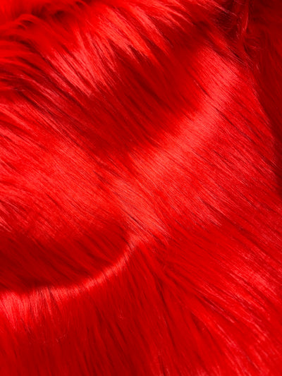 Eden RED Shaggy Long Pile Soft Faux Fur Fabric for Fursuit, Cosplay Costume, Photo Prop, Trim, Throw Pillow, Crafts