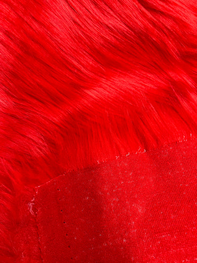 Eden RED Shaggy Long Pile Soft Faux Fur Fabric for Fursuit, Cosplay Costume, Photo Prop, Trim, Throw Pillow, Crafts