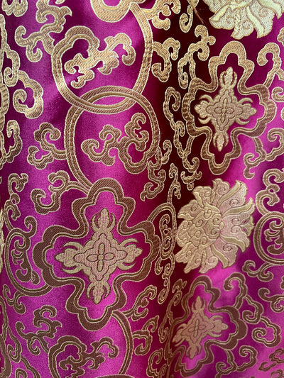 Adelaide MAGENTA GOLD Chinese Brocade Satin Fabric