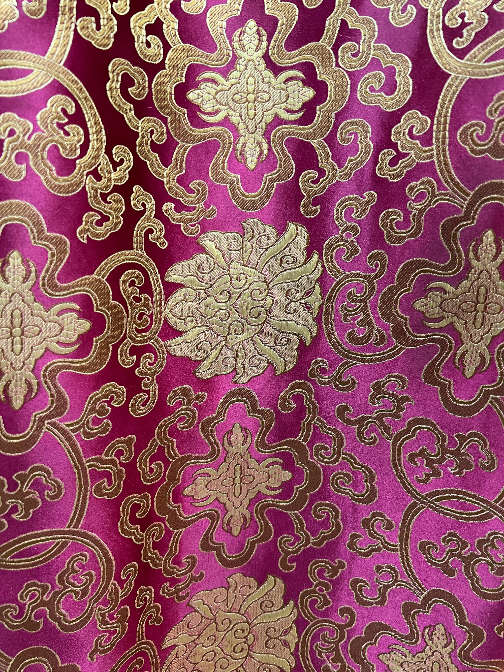 Adelaide MAGENTA GOLD Chinese Brocade Satin Fabric