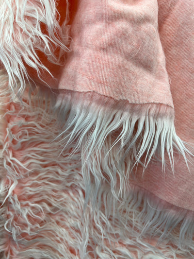 Bethany PINK Frost Mongolian Long Pile Soft Faux Fur Fabric for Fursuit, Cosplay Costume, Photo Prop, Trim, Crafts