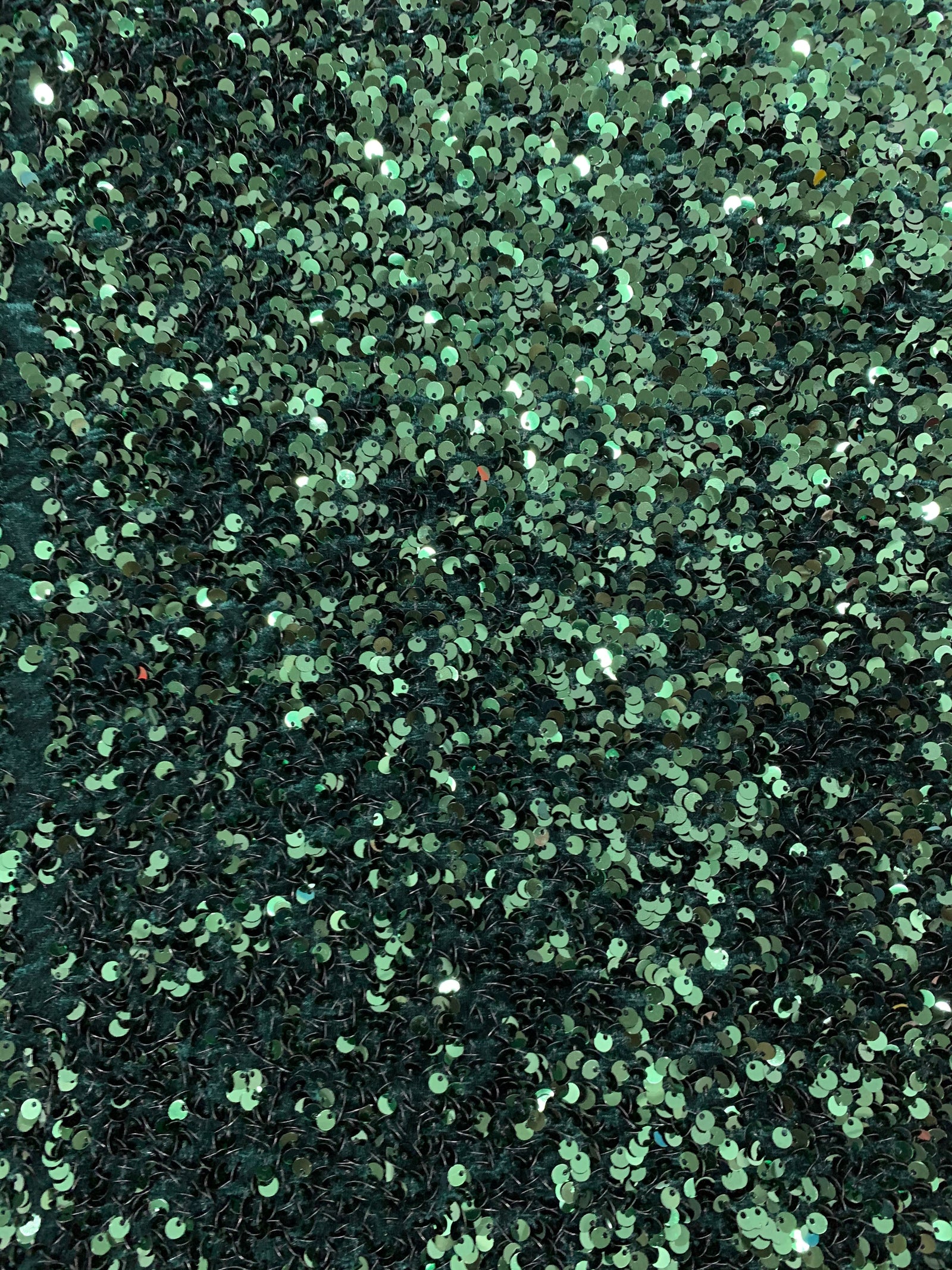 Stephanie HUNTER GREEN Overlap Sequins on Stretch Velvet Fabric