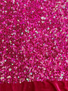Stephanie IRIDESCENT FUCHSIA Overlap Sequins on FUCHSIA Stretch Velvet Fabric
