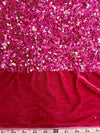 Stephanie IRIDESCENT FUCHSIA Overlap Sequins on FUCHSIA Stretch Velvet Fabric
