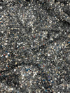 Stephanie SILVER GREY Overlap Sequins on GREY Stretch Velvet Fabric
