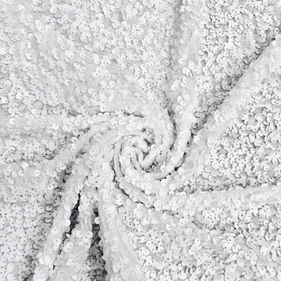 Stephanie WHITE Overlap Sequins on WHITE Stretch Velvet Fabric