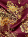 Anais BURGUNDY Floral Brocade Chinese Satin Fabric for Cheongsam/Qipao, Apparel, Costumes, Upholstery, Bags, Crafts