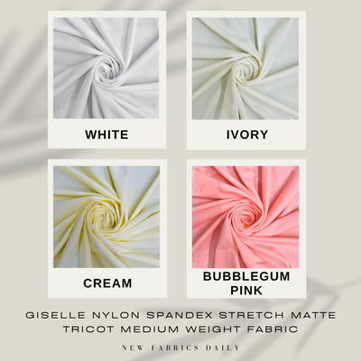 Giselle Nylon Spandex Stretch Matte Tricot Medium Weight Fabric for Apparel, Swimwear, Activewear, Sportswear, Costumes, Crafts