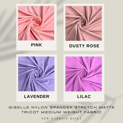 Giselle Nylon Spandex Stretch Matte Tricot Medium Weight Fabric for Apparel, Swimwear, Activewear, Sportswear, Costumes, Crafts