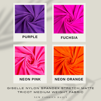 Giselle Nylon Spandex Stretch Matte Tricot Medium Weight Fabric for Apparel, Swimwear, Activewear, Sportswear, Costumes, Crafts