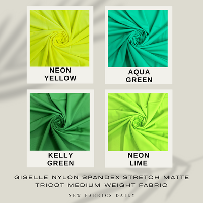 Giselle Nylon Spandex Stretch Matte Tricot Medium Weight Fabric for Apparel, Swimwear, Activewear, Sportswear, Costumes, Crafts