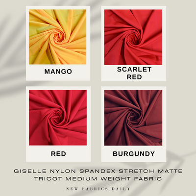 Giselle Nylon Spandex Stretch Matte Tricot Medium Weight Fabric for Apparel, Swimwear, Activewear, Sportswear, Costumes, Crafts