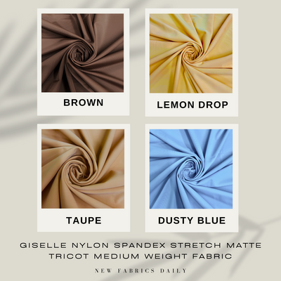 Giselle Nylon Spandex Stretch Matte Tricot Medium Weight Fabric for Apparel, Swimwear, Activewear, Sportswear, Costumes, Crafts