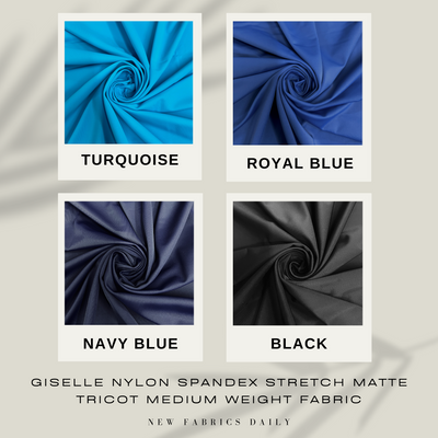 Giselle Nylon Spandex Stretch Matte Tricot Medium Weight Fabric for Apparel, Swimwear, Activewear, Sportswear, Costumes, Crafts
