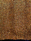 Stephanie IRIDESCENT ORANGE Overlap Sequins on BLACK Stretch Velvet Fabric
