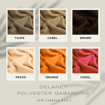 Delaney Polyester Gabardine Fabric by the Yard for Suits, Overcoats, Trousers/Slacks, Uniforms