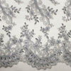 Melody GREY Polyester Floral Embroidery with Sequins on Mesh Lace Fabric by the Yard for Gown, Wedding, Bridesmaid, Prom - 10002
