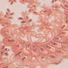 Melody CORAL Polyester Floral Embroidery with Sequins on Mesh Lace Fabric by the Yard for Gown, Wedding, Bridesmaid, Prom - 10002