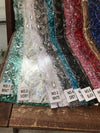 Gracie IVORY Vegas Peacock Beaded Sequins Embroidered on Mesh Lace Fabric by Panel - 10012