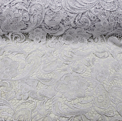 Maggie WHITE Guipure Venice Heavy Lace Fabric by the Yard - 10019