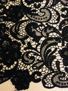 Maggie BLACK Guipure Venice Heavy Lace Fabric by the Yard - 10019