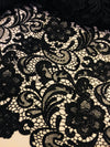 Maggie BLACK Guipure Venice Heavy Lace Fabric by the Yard - 10019