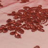Brianna BURGUNDY Polyester Floral Embroidery with Sequins on Mesh Lace Fabric by the Yard - 10020