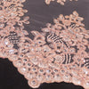Brianna PEACH Polyester Floral Embroidery with Sequins on Mesh Lace Fabric by the Yard - 10020