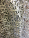 Harmony SILVER Foil and Sequins Open Weave Lace Fabric by the Yard - 10023