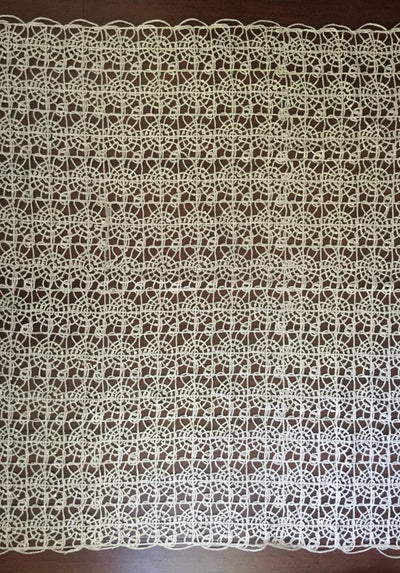 Harmony SILVER Foil and Sequins Open Weave Lace Fabric by the Yard - 10023