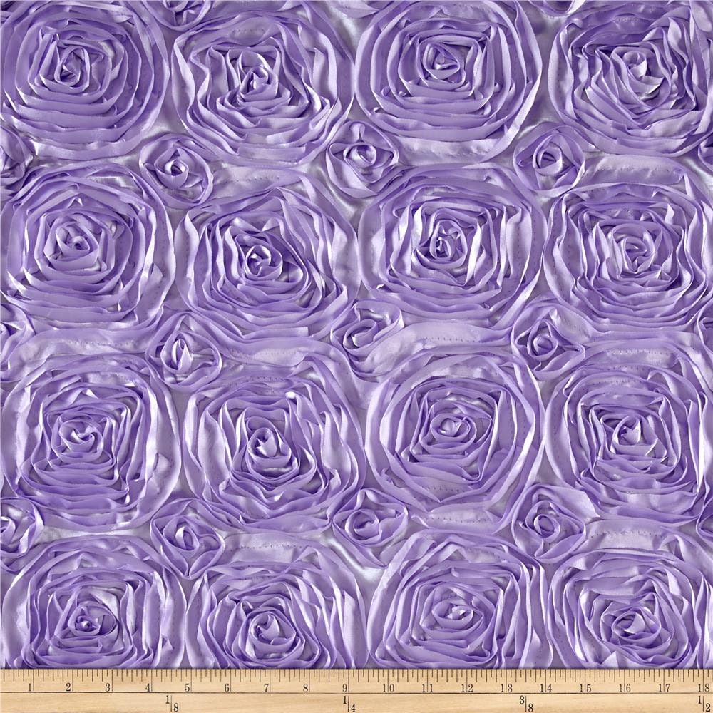 Paige LAVENDER 3D Floral Polyester Satin Rosette Fabric by the Yard - 10028