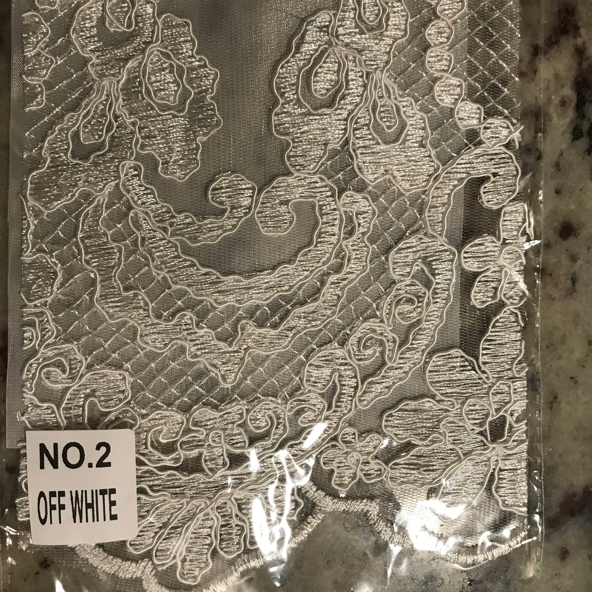 Elise IVORY Polyester Corded Floral Embroidery on Mesh Lace Fabric by the Yard - 10029