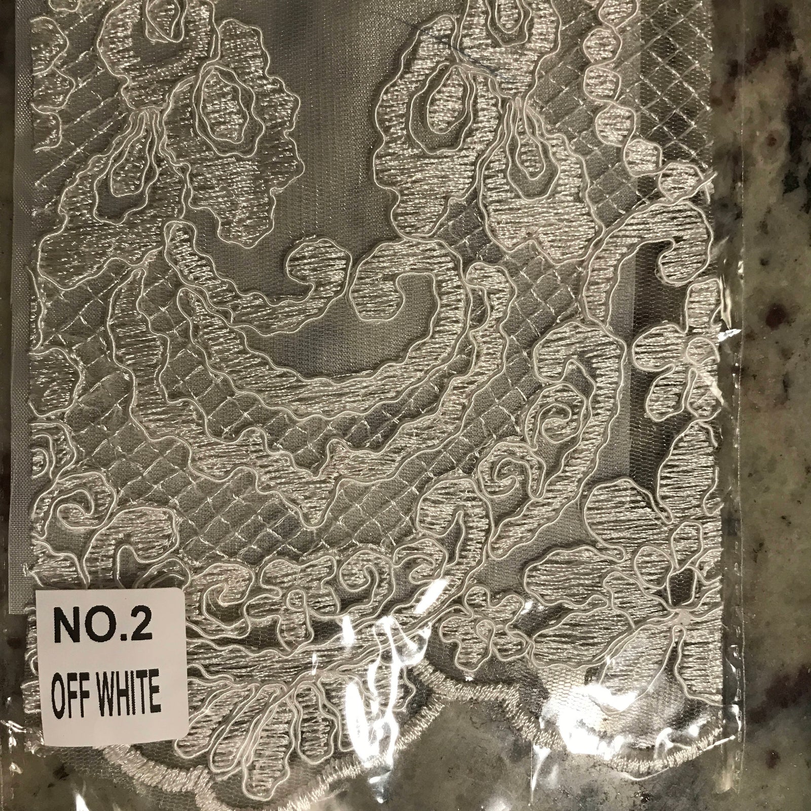 Elise IVORY Polyester Corded Floral Embroidery on Mesh Lace Fabric by the Yard - 10029