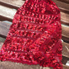 Thea RED Geometric Sequins Diamond & Stripes on Mesh Lace Fabric by the Yard - 10026