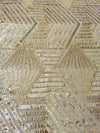 Thea GOLD Geometric Sequins Diamond & Stripes on Mesh Lace Fabric by the Yard - 10026