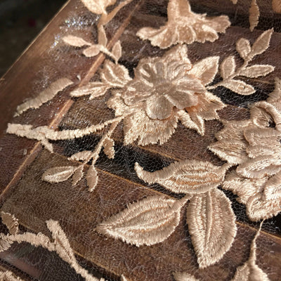 Nina BEIGE Polyester 3D Floral Embroidery on Mesh Lace Fabric by the Yard - 10032