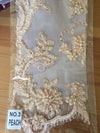 Jayla LIGHT PEACH Floral Embroidery with Beads and Sequins on Mesh Lace Fabric by the Yard - 10044