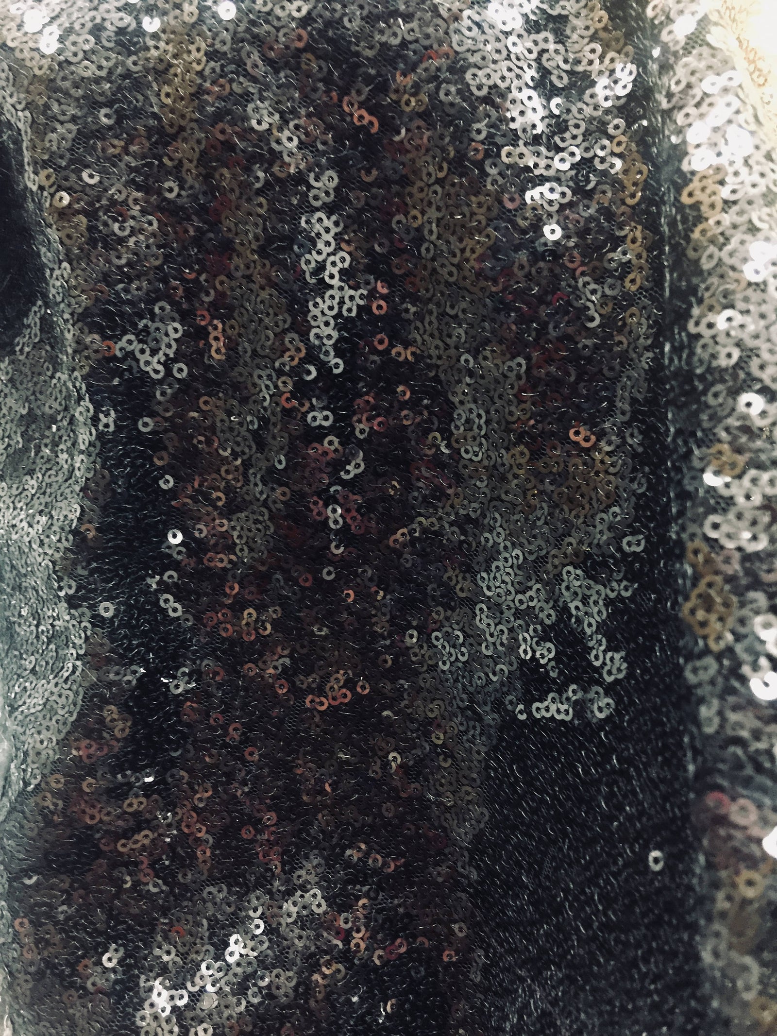 Leila SHINY BLACK Sequins on Mesh Fabric by the Yard - 10050