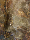 Arielle GOLD Leaf Paisley Foil and Sequins on Mesh Lace Fabric by the Yard - 10068