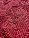 Thea BURGUNDY Geometric Sequins Diamond & Stripes on Mesh Lace Fabric by the Yard - 10026
