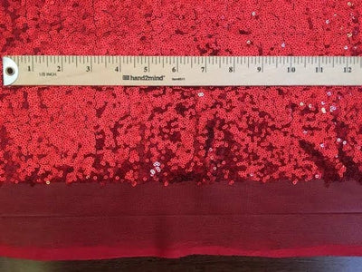 Leila RED Sequins on Mesh Fabric by the Yard - 10050