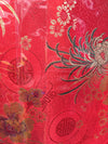 Kate RED Floral Brocade Chinese Satin Fabric by the Yard - 10037