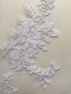 Diana WHITE Polyester Corded Floral Embroidery on Mesh Lace Fabric by the Yard - 10064