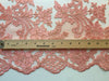 Diana CORAL Polyester Corded Floral Embroidery on Mesh Lace Fabric by the Yard - 10064