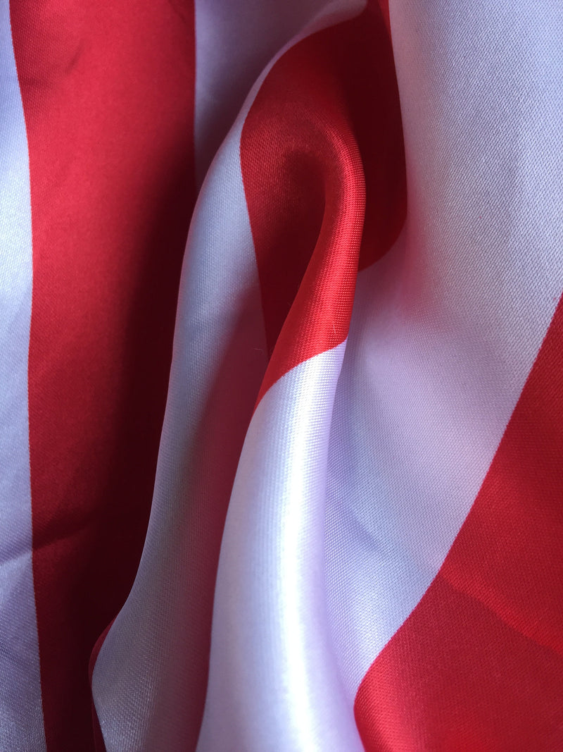 Laura RED & WHITE 2" Stripes Pattern Polyester Light Weight Satin Fabric by the Yard - 10080