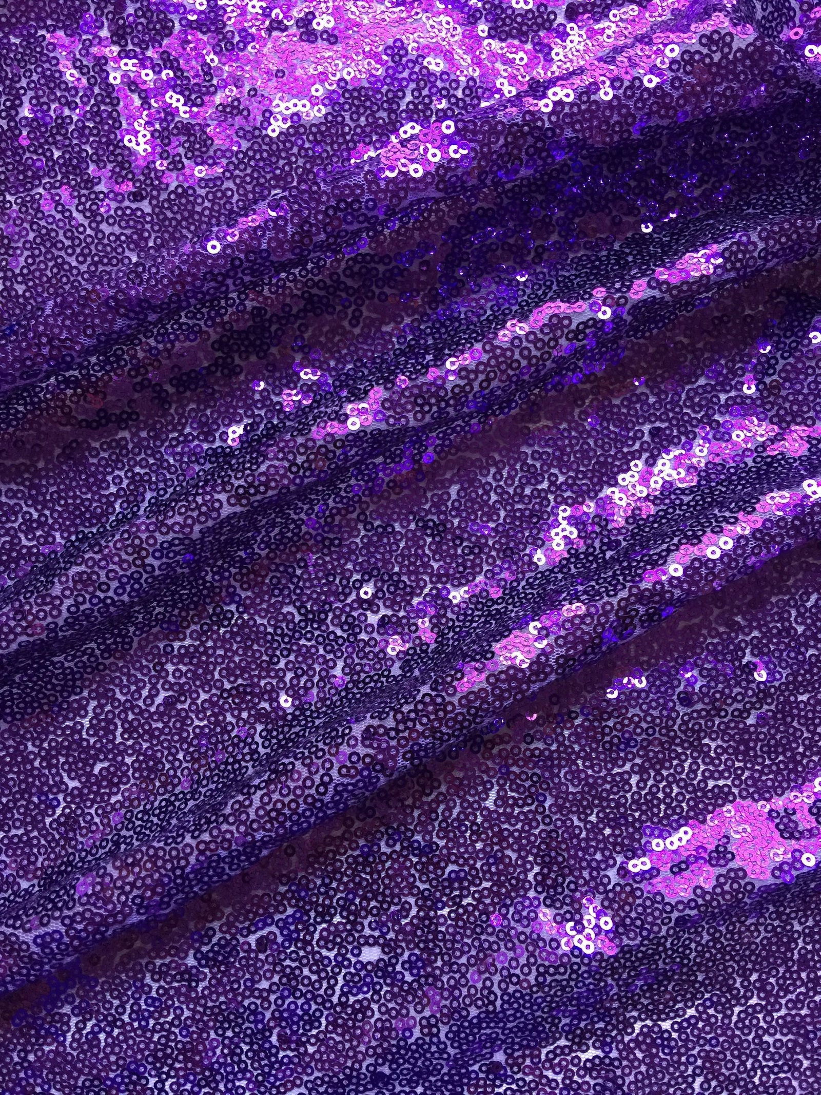 Leila PURPLE Sequins on Mesh Fabric by the Yard - 10050