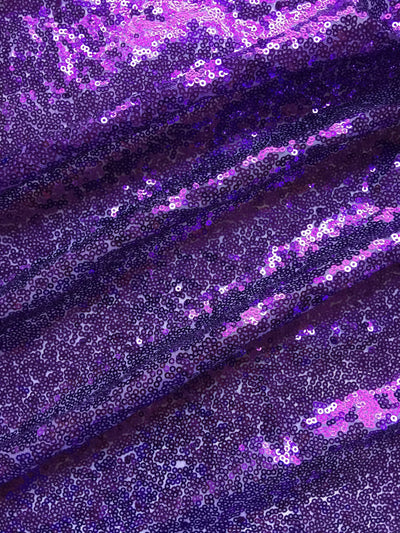 Leila PURPLE Sequins on Mesh Fabric by the Yard - 10050