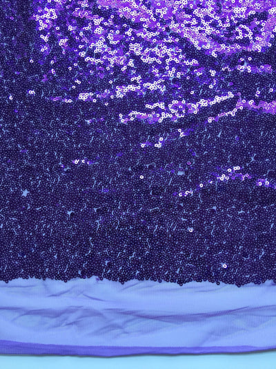 Leila PURPLE Sequins on Mesh Fabric by the Yard - 10050